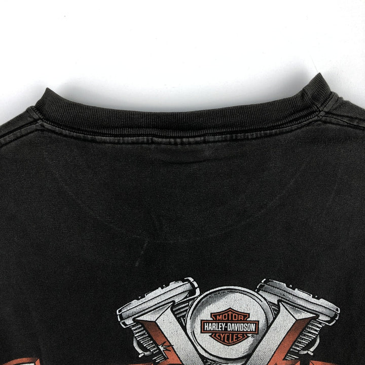 Harley-Davidson Motorcycle Bike T-shirt Made in USA Men's L size cotton gray type Vintage Second Hand