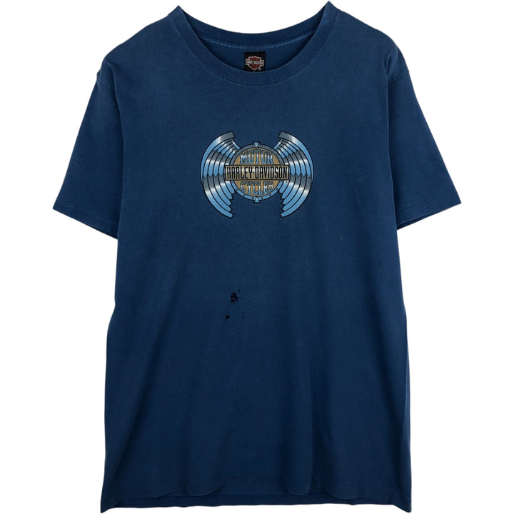 90'S Harley-Davidson Motorcycle Bike T-shirt Made in USA Men's L Vintage cotton blue type Vintage Second Hand