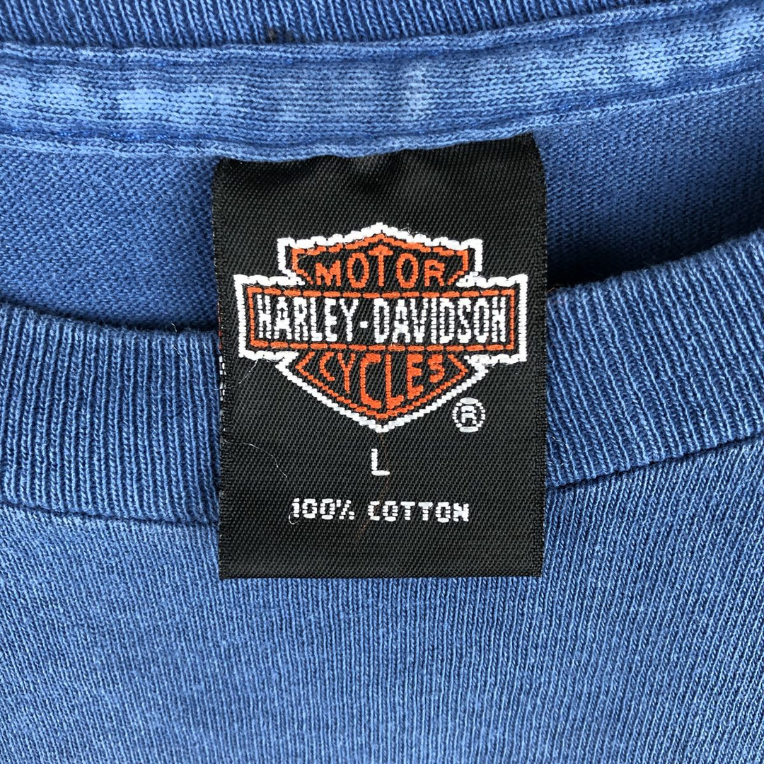 90'S Harley-Davidson Motorcycle Bike T-shirt Made in USA Men's L Vintage cotton blue type Vintage Second Hand