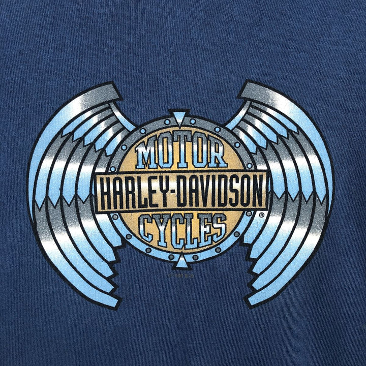 90'S Harley-Davidson Motorcycle Bike T-shirt Made in USA Men's L Vintage cotton blue type Vintage Second Hand
