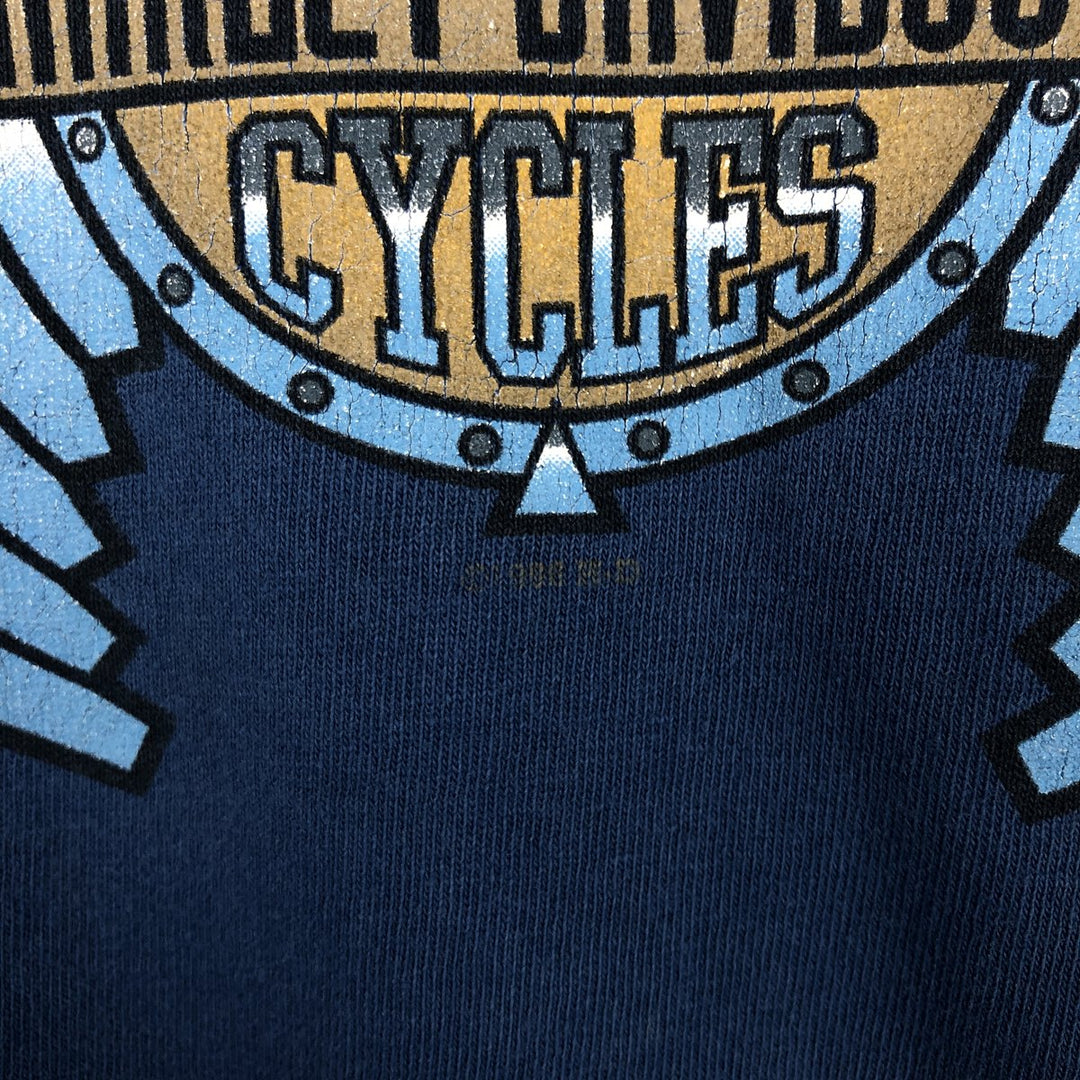 90'S Harley-Davidson Motorcycle Bike T-shirt Made in USA Men's L Vintage cotton blue type Vintage Second Hand