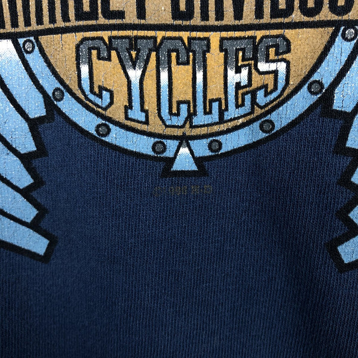 90'S Harley-Davidson Motorcycle Bike T-shirt Made in USA Men's L Vintage cotton blue type Vintage Second Hand