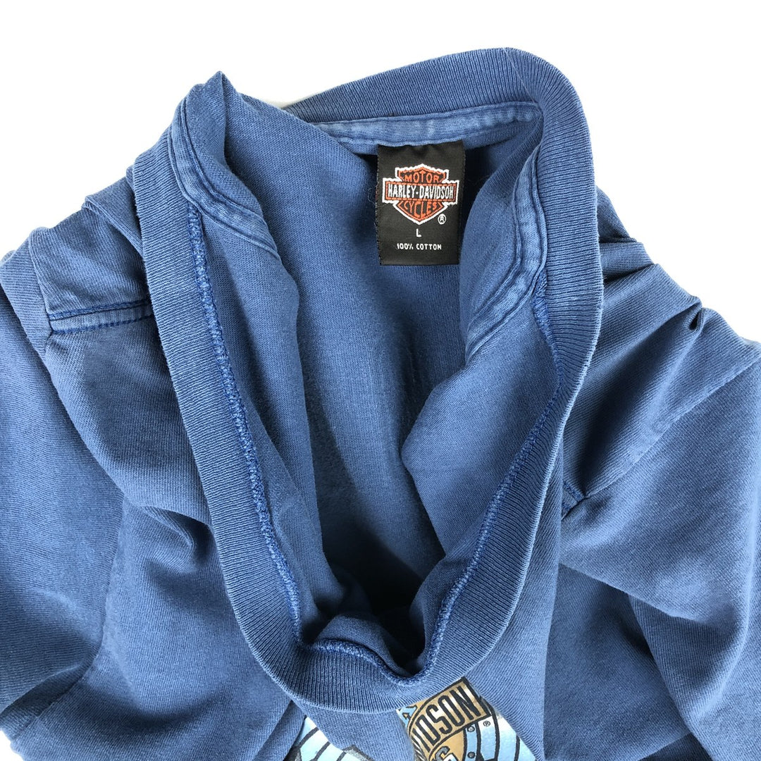 90'S Harley-Davidson Motorcycle Bike T-shirt Made in USA Men's L Vintage cotton blue type Vintage Second Hand