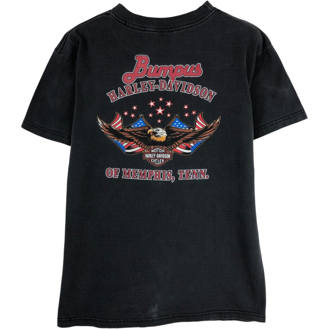 90'S Harley-Davidson Eagle Pattern Motorcycle T-Shirt, Made in USA, Men's Size M (Equivalent), Vintage cotton Charcoal Vintage Second Hand