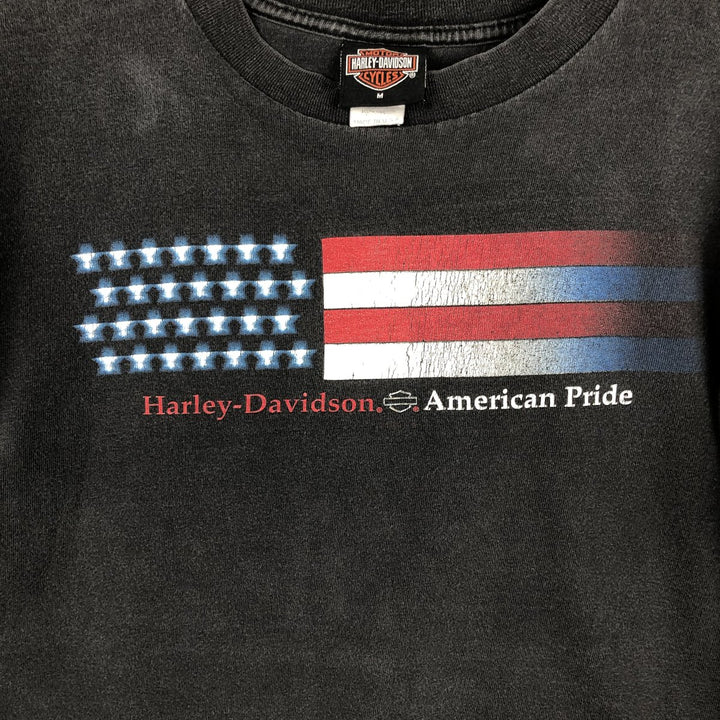 90'S Harley-Davidson Eagle Pattern Motorcycle T-Shirt, Made in USA, Men's Size M (Equivalent), Vintage cotton Charcoal Vintage Second Hand