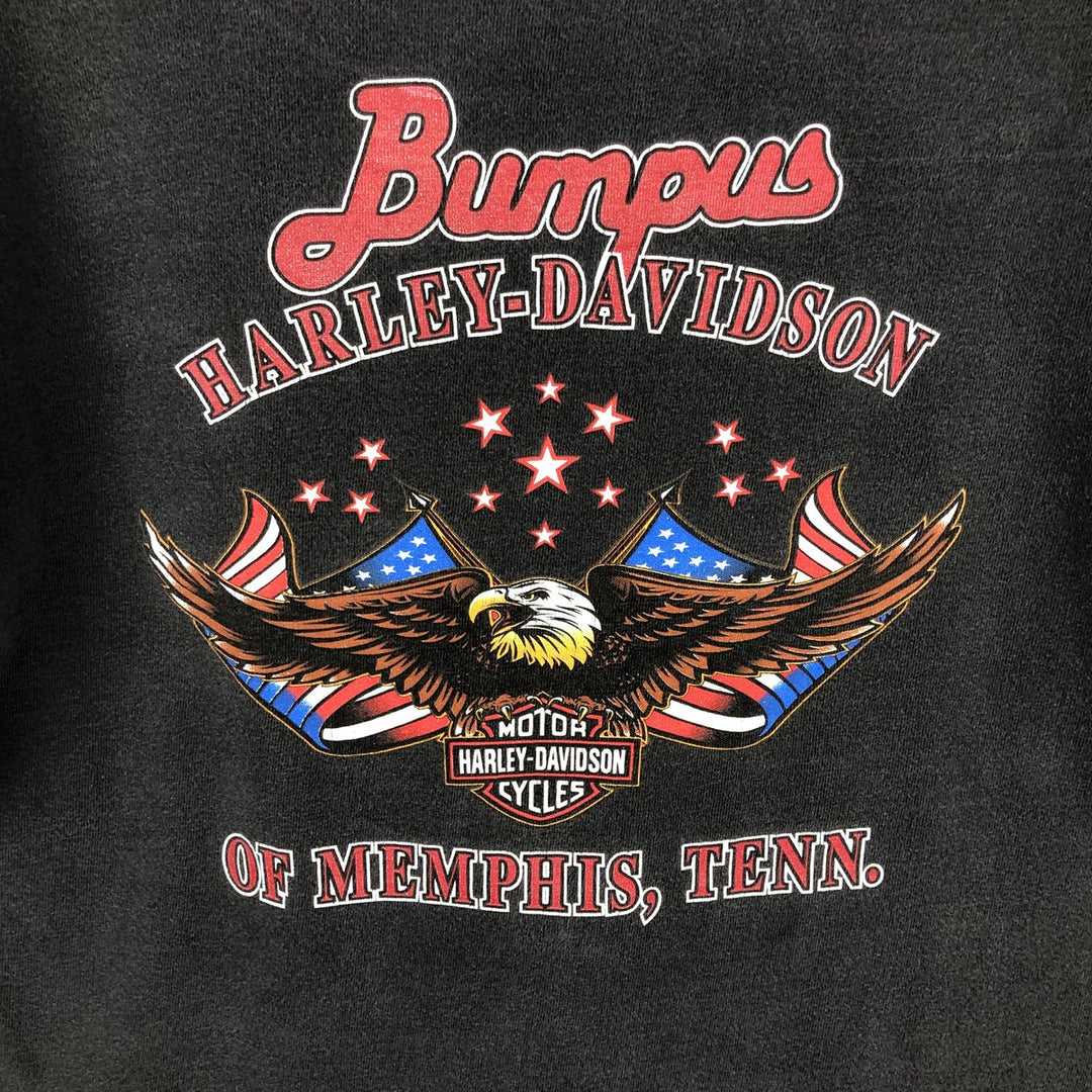 90'S Harley-Davidson Eagle Pattern Motorcycle T-Shirt, Made in USA, Men's Size M (Equivalent), Vintage cotton Charcoal Vintage Second Hand