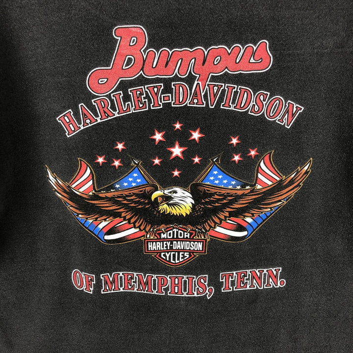 90'S Harley-Davidson Eagle Pattern Motorcycle T-Shirt, Made in USA, Men's Size M (Equivalent), Vintage cotton Charcoal Vintage Second Hand