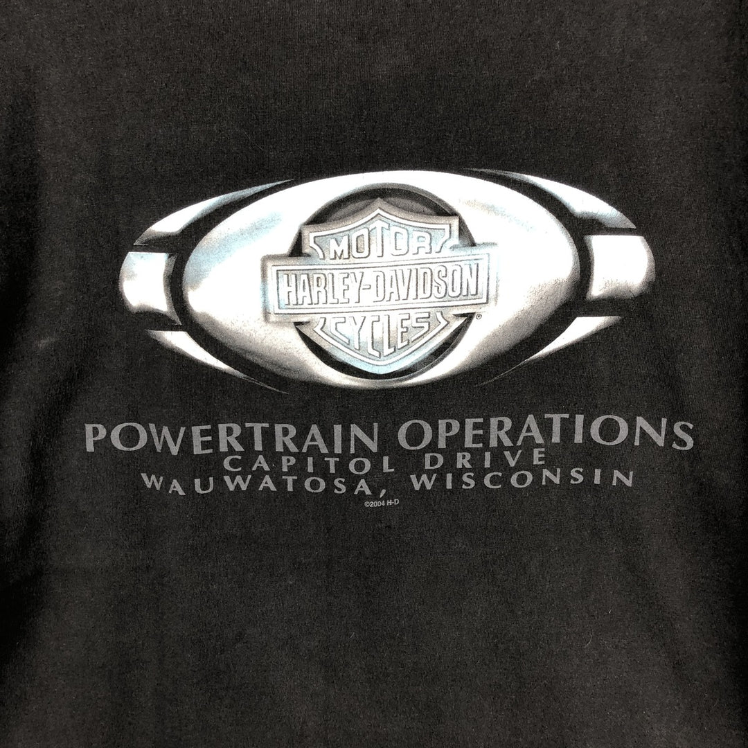 00'S Harley-Davidson Fire Pattern Motorcycle Bike T-Shirt Men's XL cotton black type Vintage Second Hand