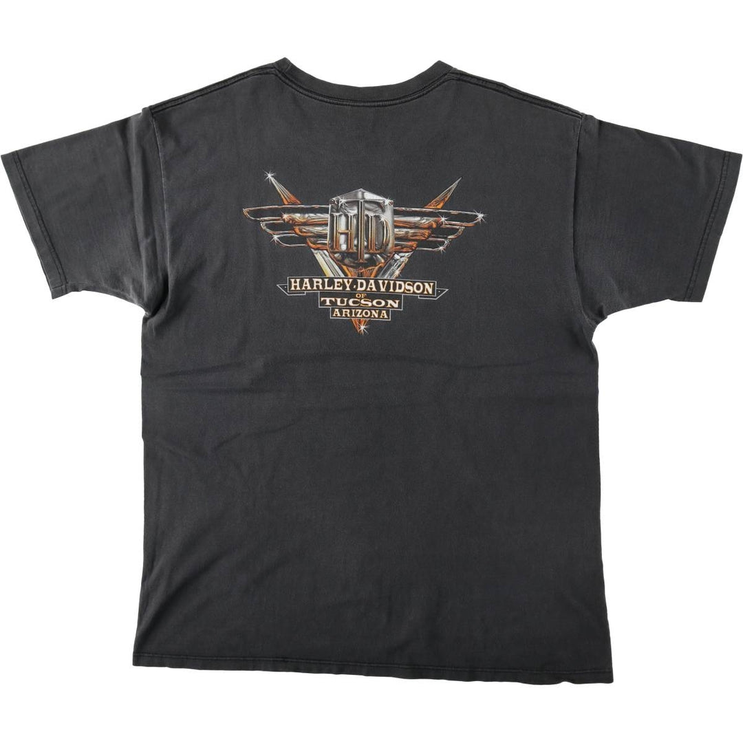 Harley-Davidson Fire Pattern Motorcycle Bike T-Shirt Made in USA Men's XL cotton gray type Vintage Second Hand