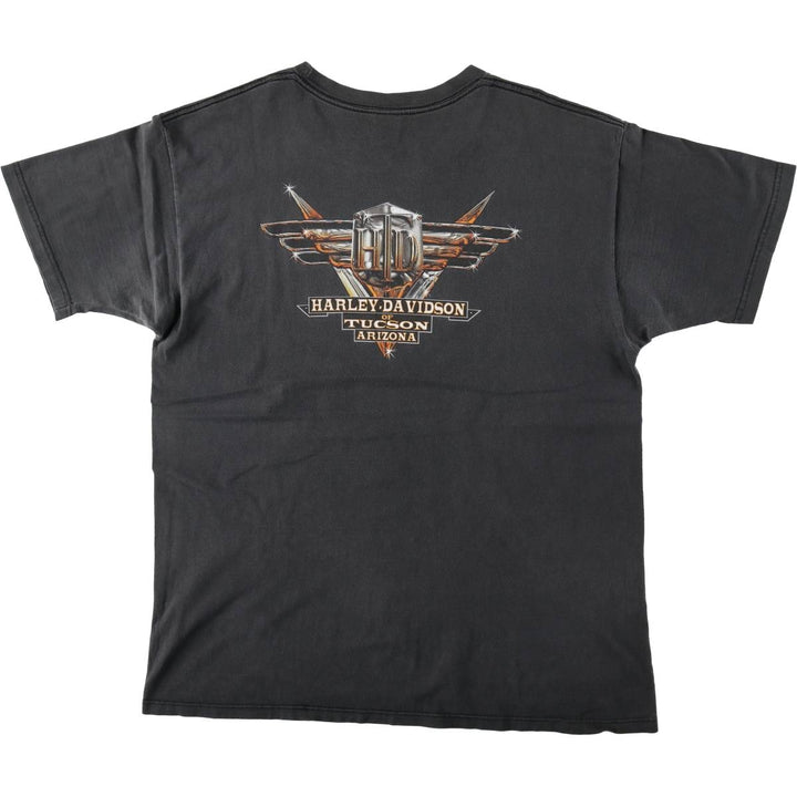 Harley-Davidson Fire Pattern Motorcycle Bike T-Shirt Made in USA Men's XL cotton gray type Vintage Second Hand