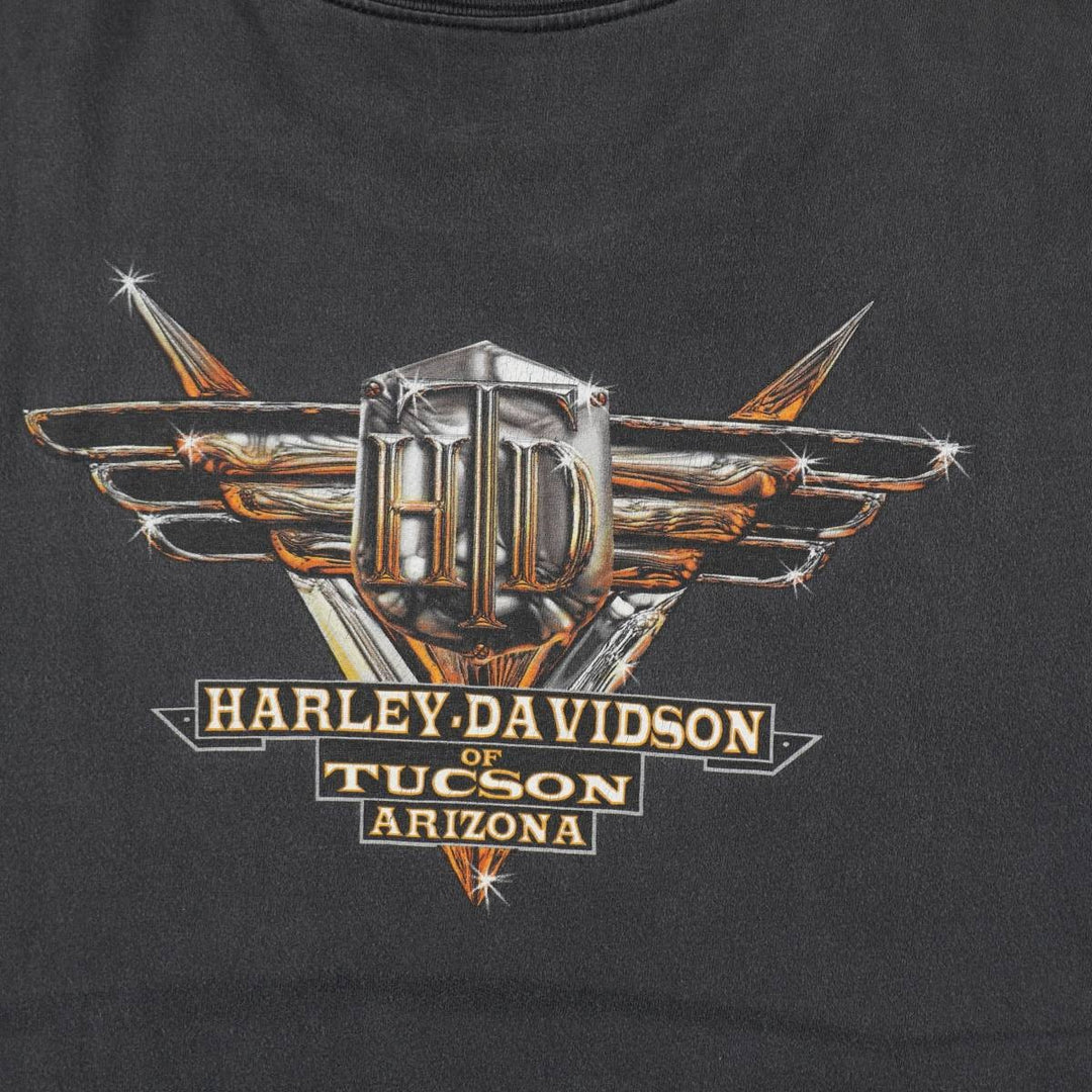 Harley-Davidson Fire Pattern Motorcycle Bike T-Shirt Made in USA Men's XL cotton gray type Vintage Second Hand