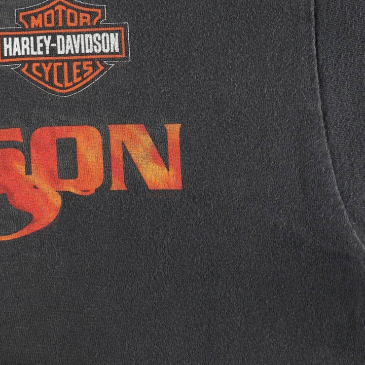 Harley-Davidson Fire Pattern Motorcycle Bike T-Shirt Made in USA Men's XL cotton gray type Vintage Second Hand