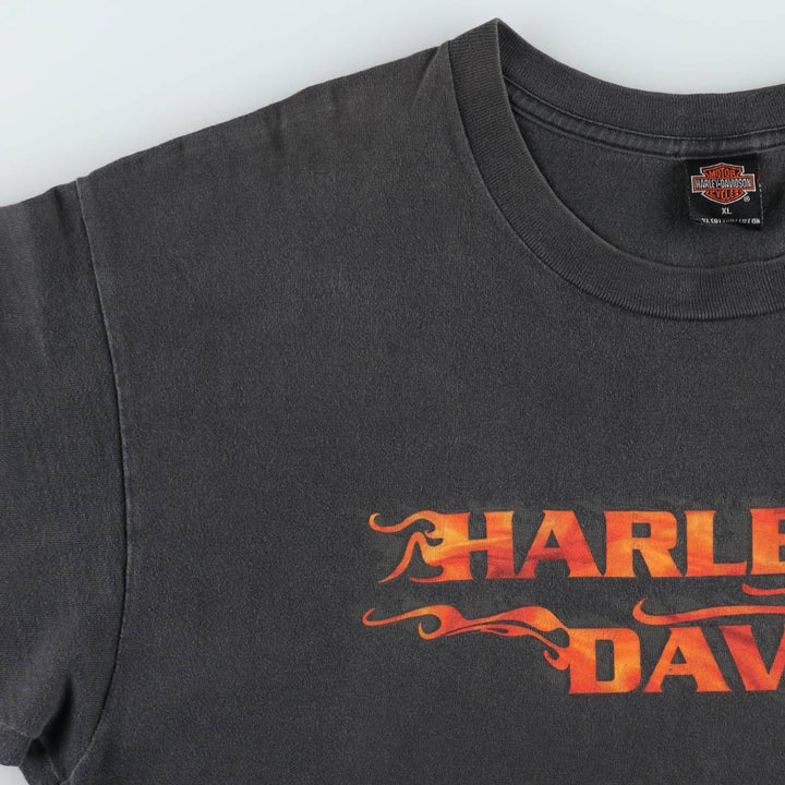 Harley-Davidson Fire Pattern Motorcycle Bike T-Shirt Made in USA Men's XL cotton gray type Vintage Second Hand