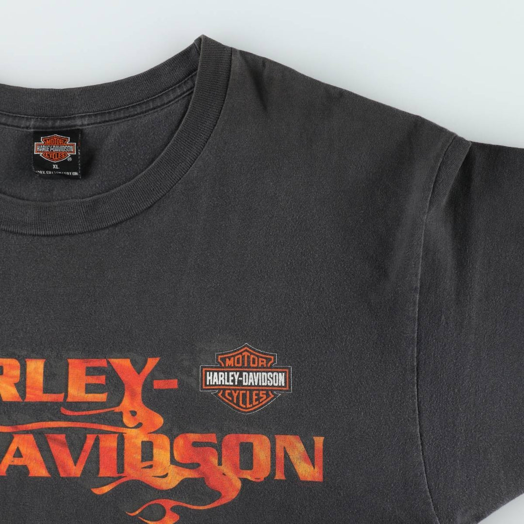 Harley-Davidson Fire Pattern Motorcycle Bike T-Shirt Made in USA Men's XL cotton gray type Vintage Second Hand