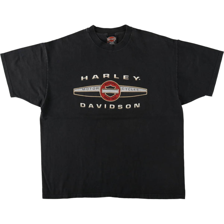90'S Harley-Davidson Hanes BEEFY-T Motorcycle T-Shirt, Made in USA, Men's XXL equivalent, Vintage cotton black type Vintage Second Hand