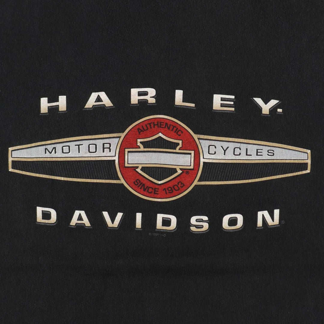 90'S Harley-Davidson Hanes BEEFY-T Motorcycle T-Shirt, Made in USA, Men's XXL equivalent, Vintage cotton black type Vintage Second Hand