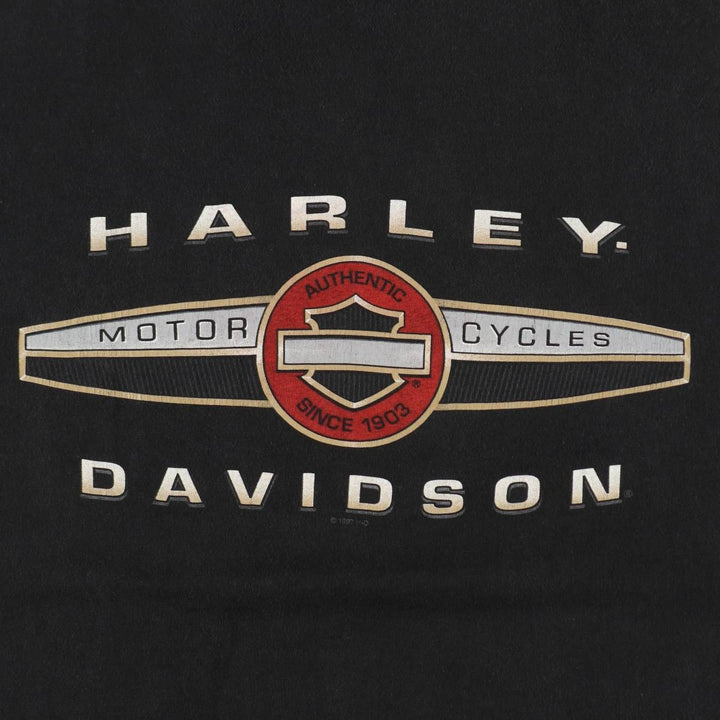 90'S Harley-Davidson Hanes BEEFY-T Motorcycle T-Shirt, Made in USA, Men's XXL equivalent, Vintage cotton black type Vintage Second Hand
