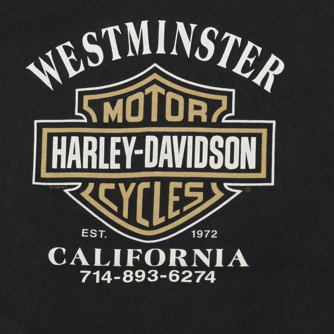 90'S Harley-Davidson Hanes BEEFY-T Motorcycle T-Shirt, Made in USA, Men's XXL equivalent, Vintage cotton black type Vintage Second Hand