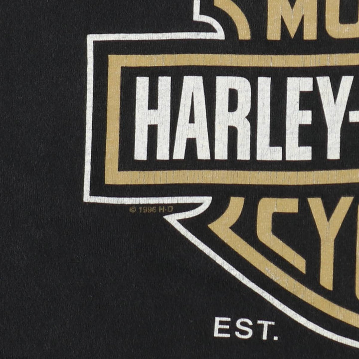 90'S Harley-Davidson Hanes BEEFY-T Motorcycle T-Shirt, Made in USA, Men's XXL equivalent, Vintage cotton black type Vintage Second Hand