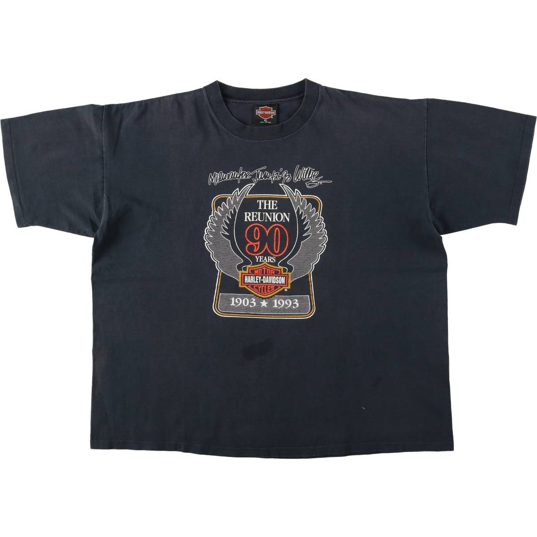 90'S Harley-Davidson Motorcycle Bike T-shirt Made in USA Men's XL Vintage cotton Charcoal Vintage Second Hand