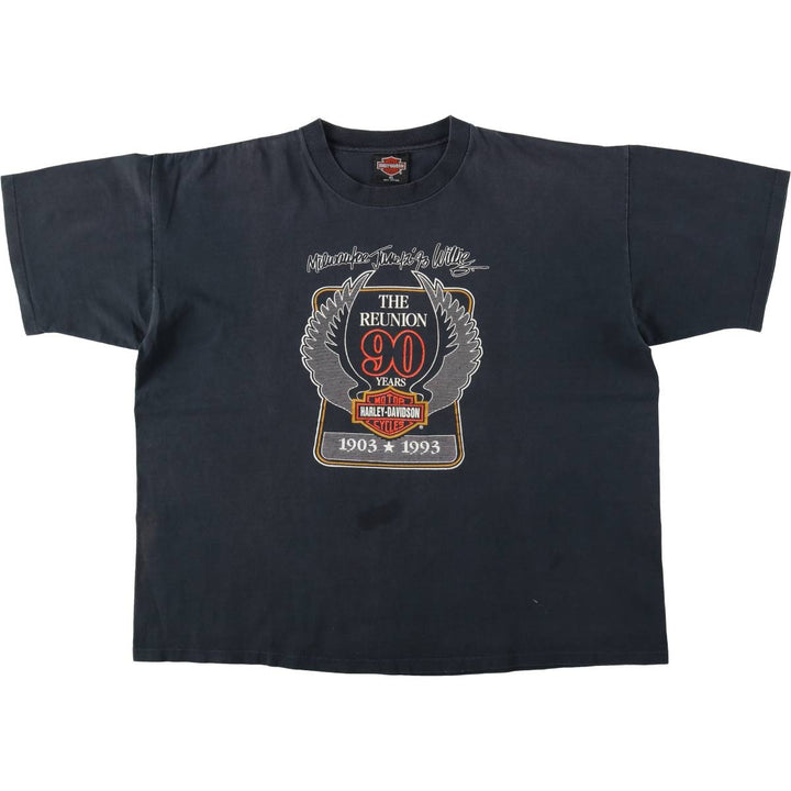 90'S Harley-Davidson Motorcycle Bike T-shirt Made in USA Men's XL Vintage cotton Charcoal Vintage Second Hand