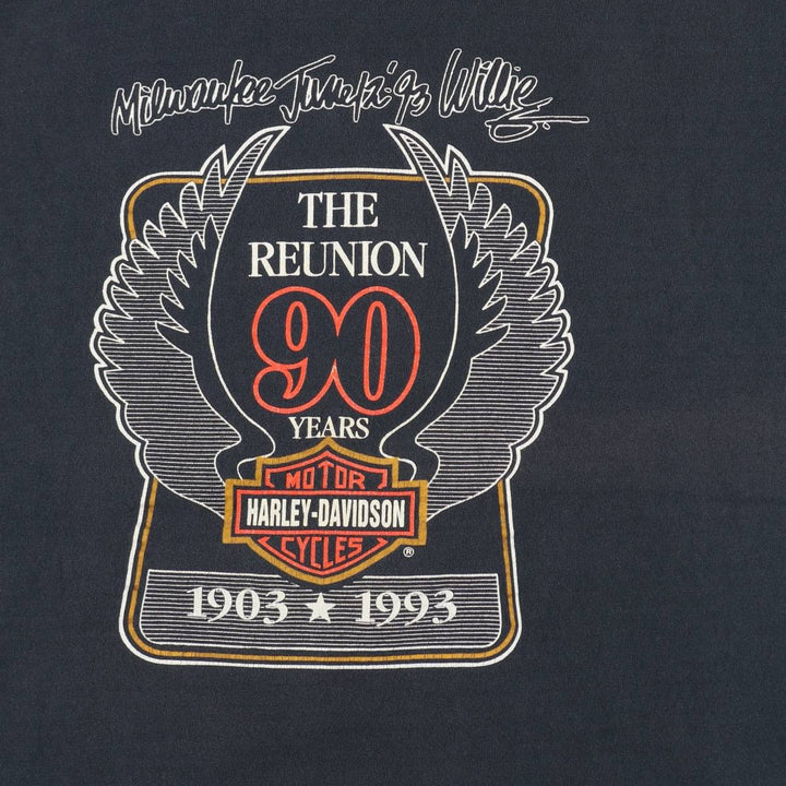 90'S Harley-Davidson Motorcycle Bike T-shirt Made in USA Men's XL Vintage cotton Charcoal Vintage Second Hand