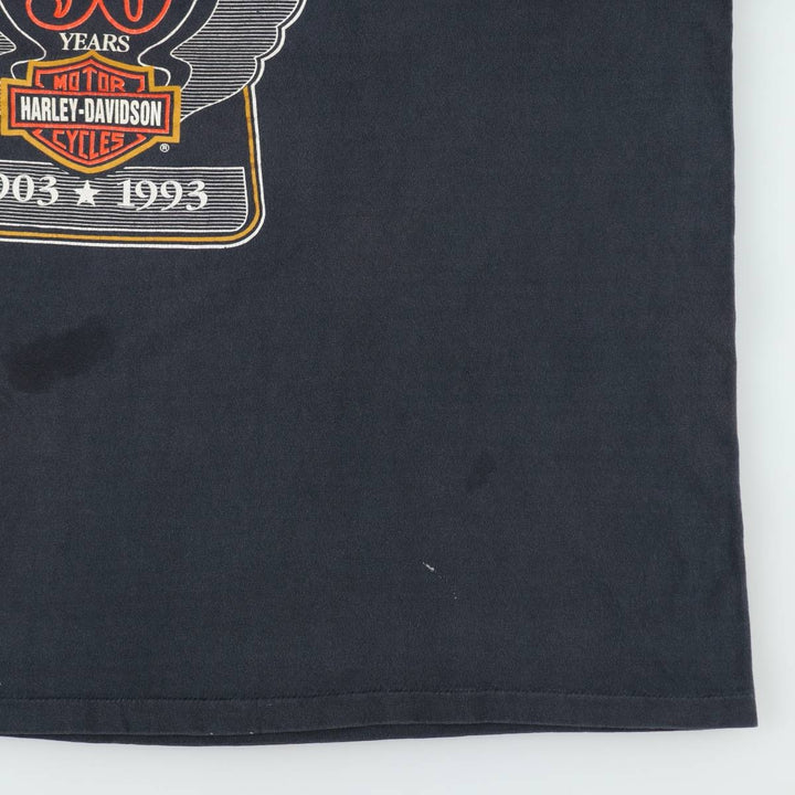 90'S Harley-Davidson Motorcycle Bike T-shirt Made in USA Men's XL Vintage cotton Charcoal Vintage Second Hand