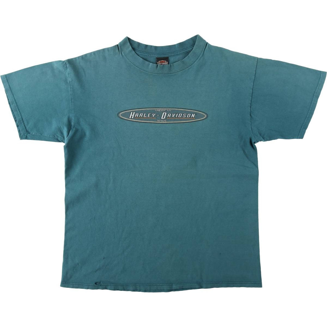 Harley-Davidson Eagle Pattern Motorcycle Bike T-shirt Made in USA Men's XL cotton green type Vintage Second Hand