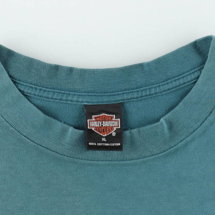 Harley-Davidson Eagle Pattern Motorcycle Bike T-shirt Made in USA Men's XL cotton green type Vintage Second Hand