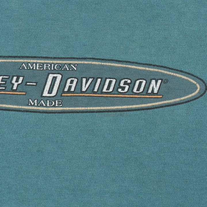 Harley-Davidson Eagle Pattern Motorcycle Bike T-shirt Made in USA Men's XL cotton green type Vintage Second Hand