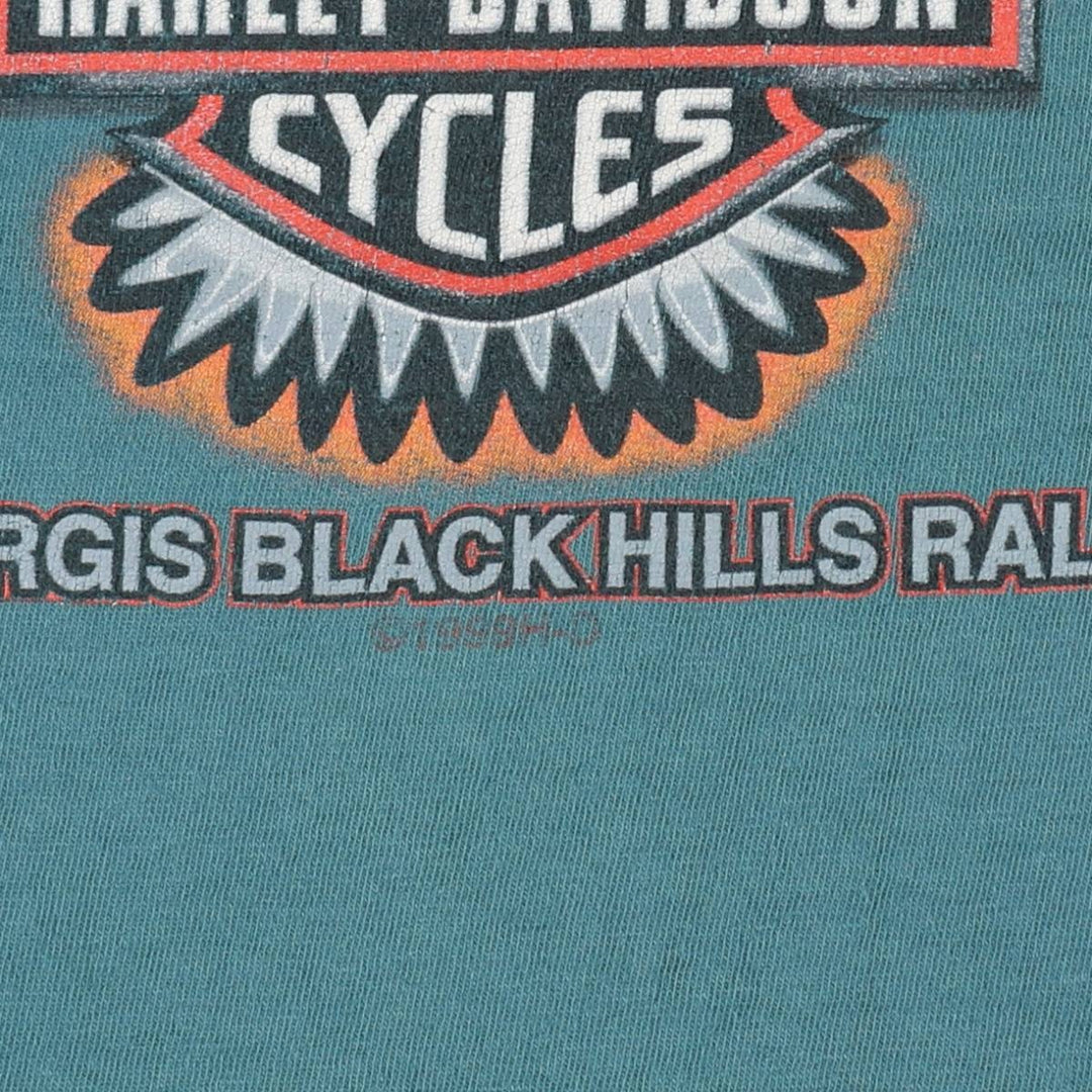 Harley-Davidson Eagle Pattern Motorcycle Bike T-shirt Made in USA Men's XL cotton green type Vintage Second Hand