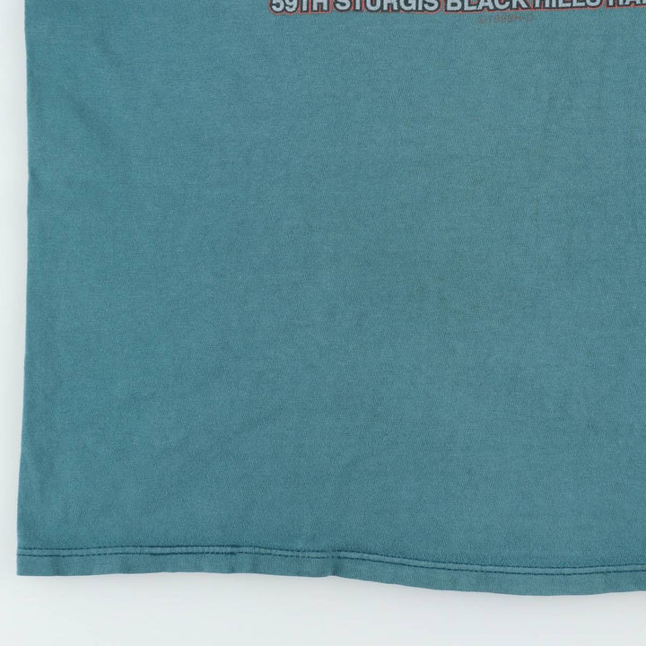 Harley-Davidson Eagle Pattern Motorcycle Bike T-shirt Made in USA Men's XL cotton green type Vintage Second Hand