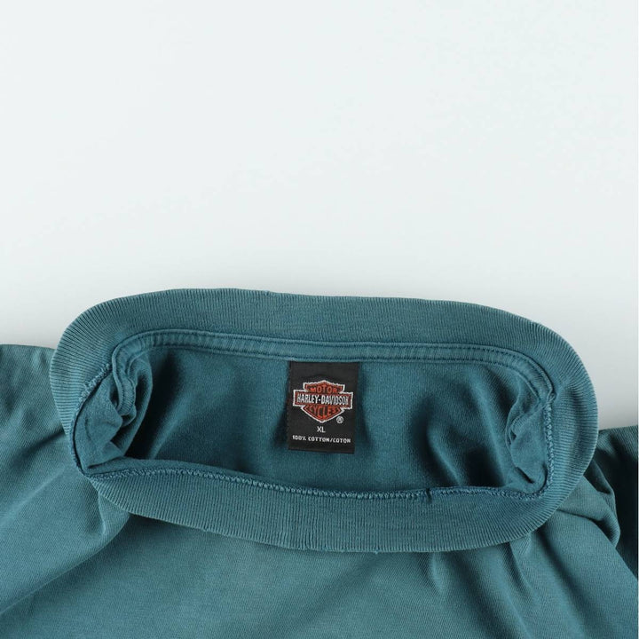 Harley-Davidson Eagle Pattern Motorcycle Bike T-shirt Made in USA Men's XL cotton green type Vintage Second Hand