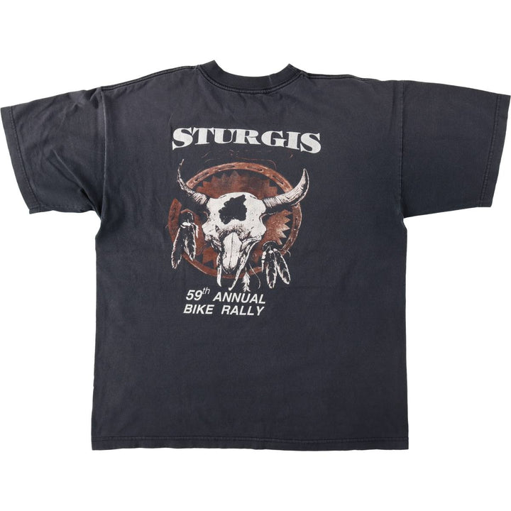59th Sturgis Motorcycle Rally Motorcycle T-shirt, Men's XL equivalent. unclear gray type Vintage Second Hand
