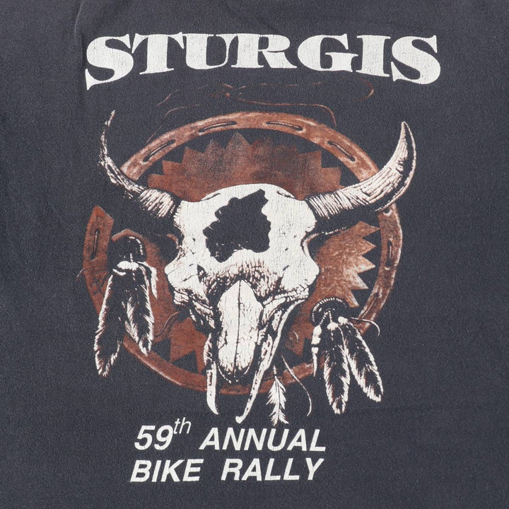 59th Sturgis Motorcycle Rally Motorcycle T-shirt, Men's XL equivalent. unclear gray type Vintage Second Hand