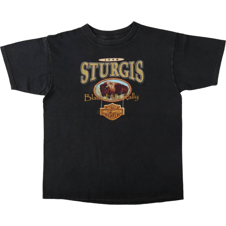 1990'S Harley-Davidson 58th Sturgis Motorcycle Rally Motorcycle T-shirt, Men's XL equivalent. cotton Charcoal Vintage Second Hand