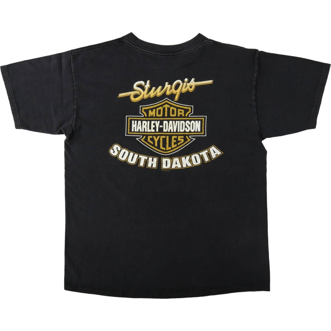1990'S Harley-Davidson 58th Sturgis Motorcycle Rally Motorcycle T-shirt, Men's XL equivalent. cotton Charcoal Vintage Second Hand