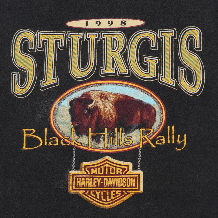 1990'S Harley-Davidson 58th Sturgis Motorcycle Rally Motorcycle T-shirt, Men's XL equivalent. cotton Charcoal Vintage Second Hand