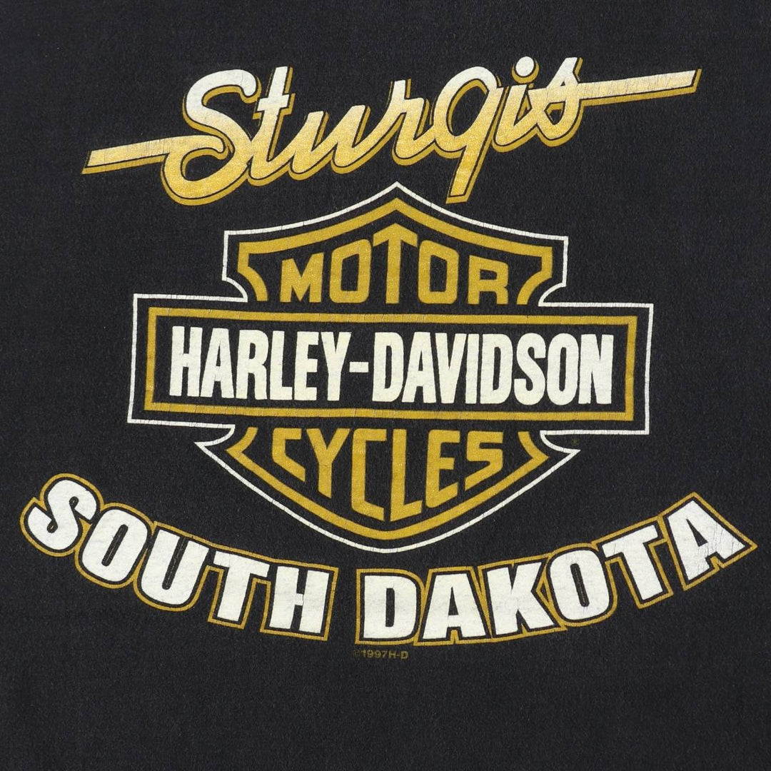 1990'S Harley-Davidson 58th Sturgis Motorcycle Rally Motorcycle T-shirt, Men's XL equivalent. cotton Charcoal Vintage Second Hand