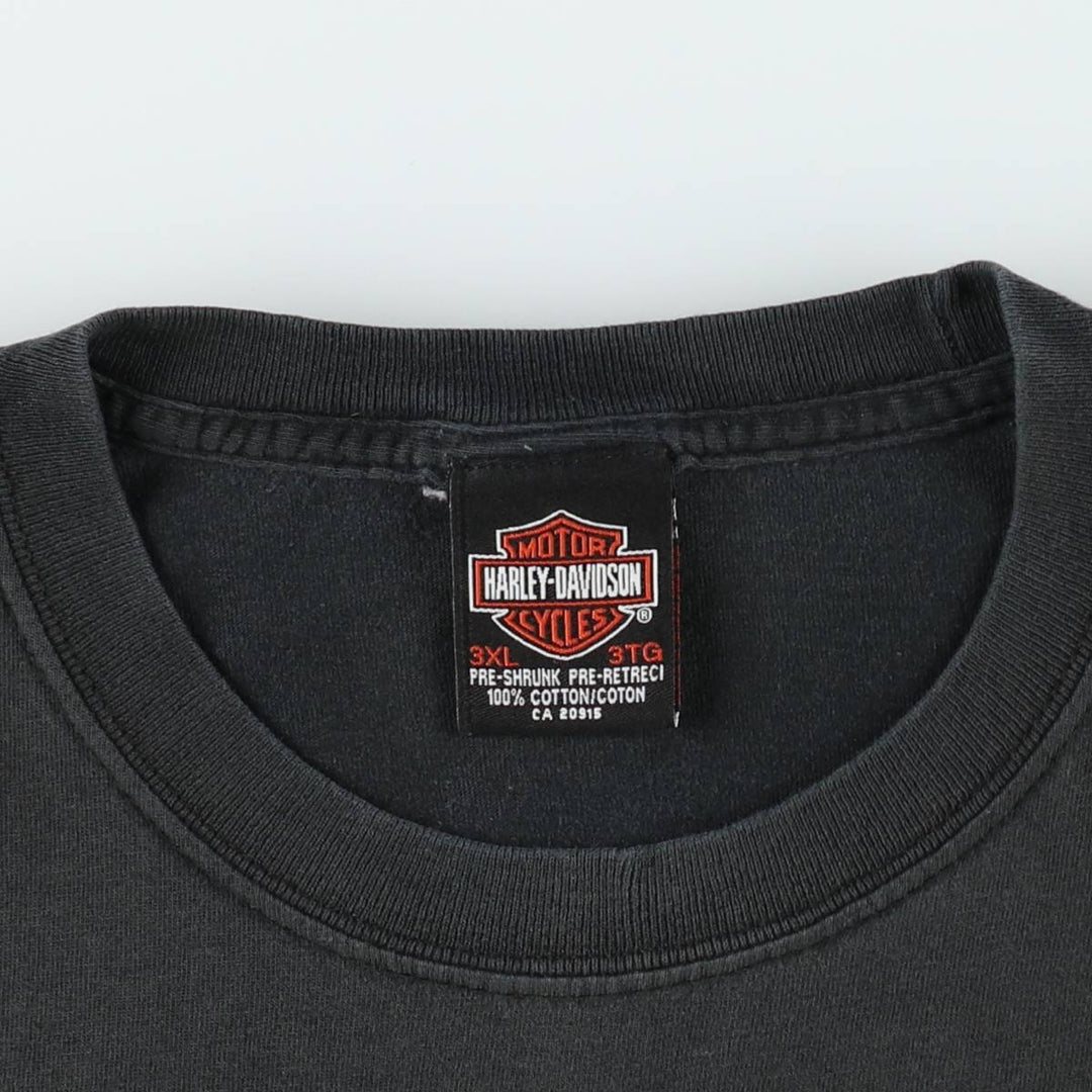 Big Size Harley-Davidson Fire Pattern Motorcycle T-Shirt, Made in Canada, Men's XXXL Equivalent cotton Charcoal Vintage Second Hand
