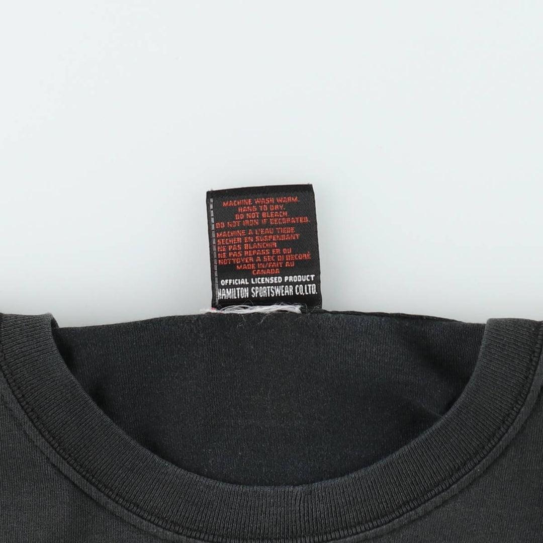 Big Size Harley-Davidson Fire Pattern Motorcycle T-Shirt, Made in Canada, Men's XXXL Equivalent cotton Charcoal Vintage Second Hand