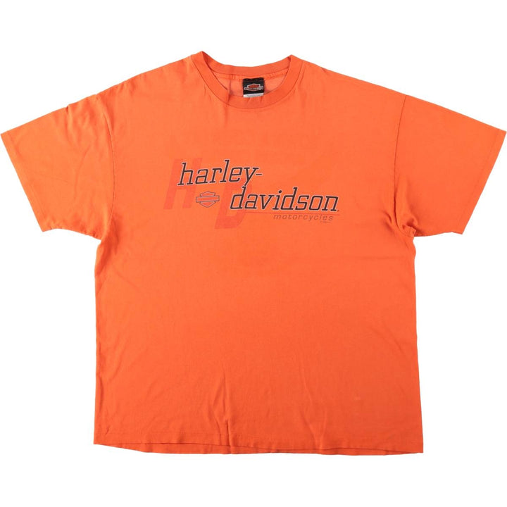 90'S Harley-Davidson Hanes Heavyweight Eagle Pattern Motorcycle T-Shirt, Men's XXL equivalent. cotton orange type Vintage Second Hand