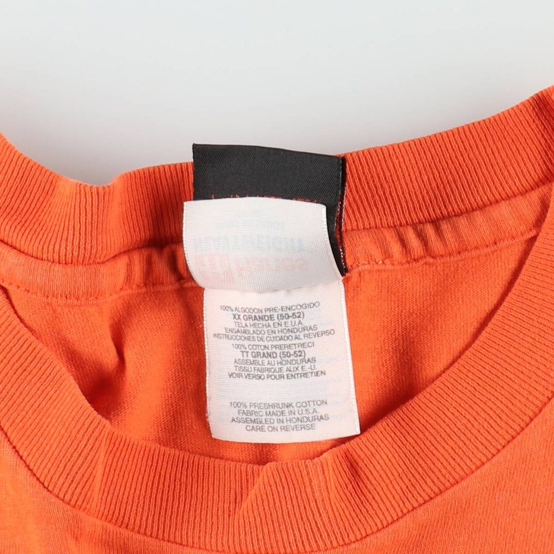 90'S Harley-Davidson Hanes Heavyweight Eagle Pattern Motorcycle T-Shirt, Men's XXL equivalent. cotton orange type Vintage Second Hand
