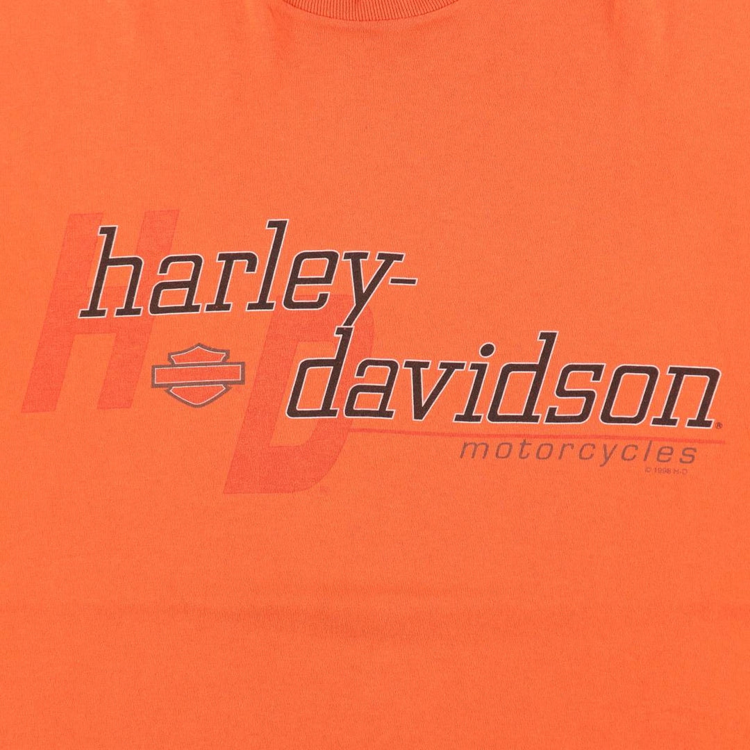 90'S Harley-Davidson Hanes Heavyweight Eagle Pattern Motorcycle T-Shirt, Men's XXL equivalent. cotton orange type Vintage Second Hand