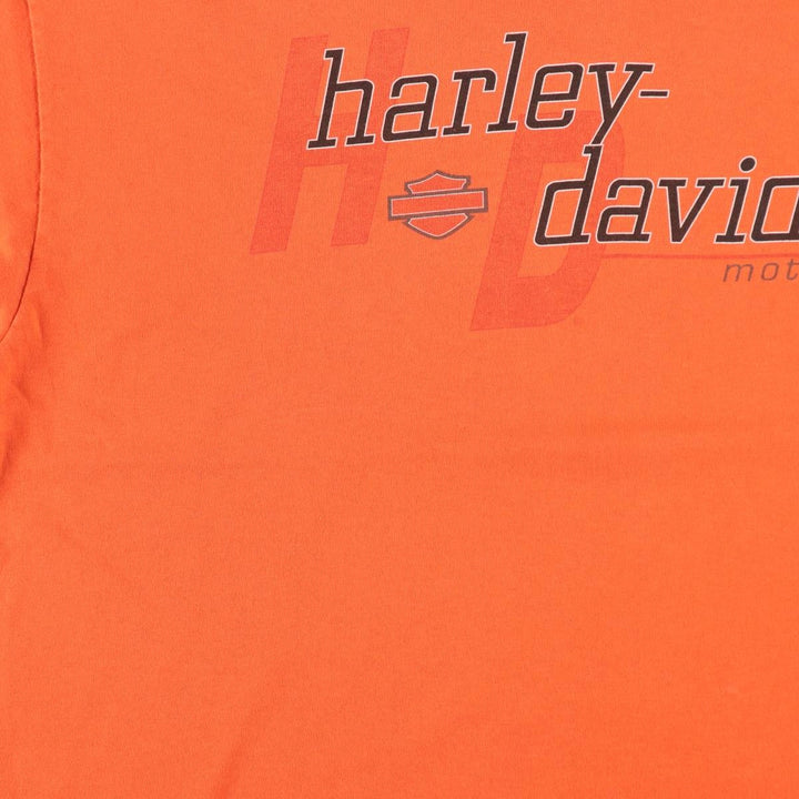 90'S Harley-Davidson Hanes Heavyweight Eagle Pattern Motorcycle T-Shirt, Men's XXL equivalent. cotton orange type Vintage Second Hand