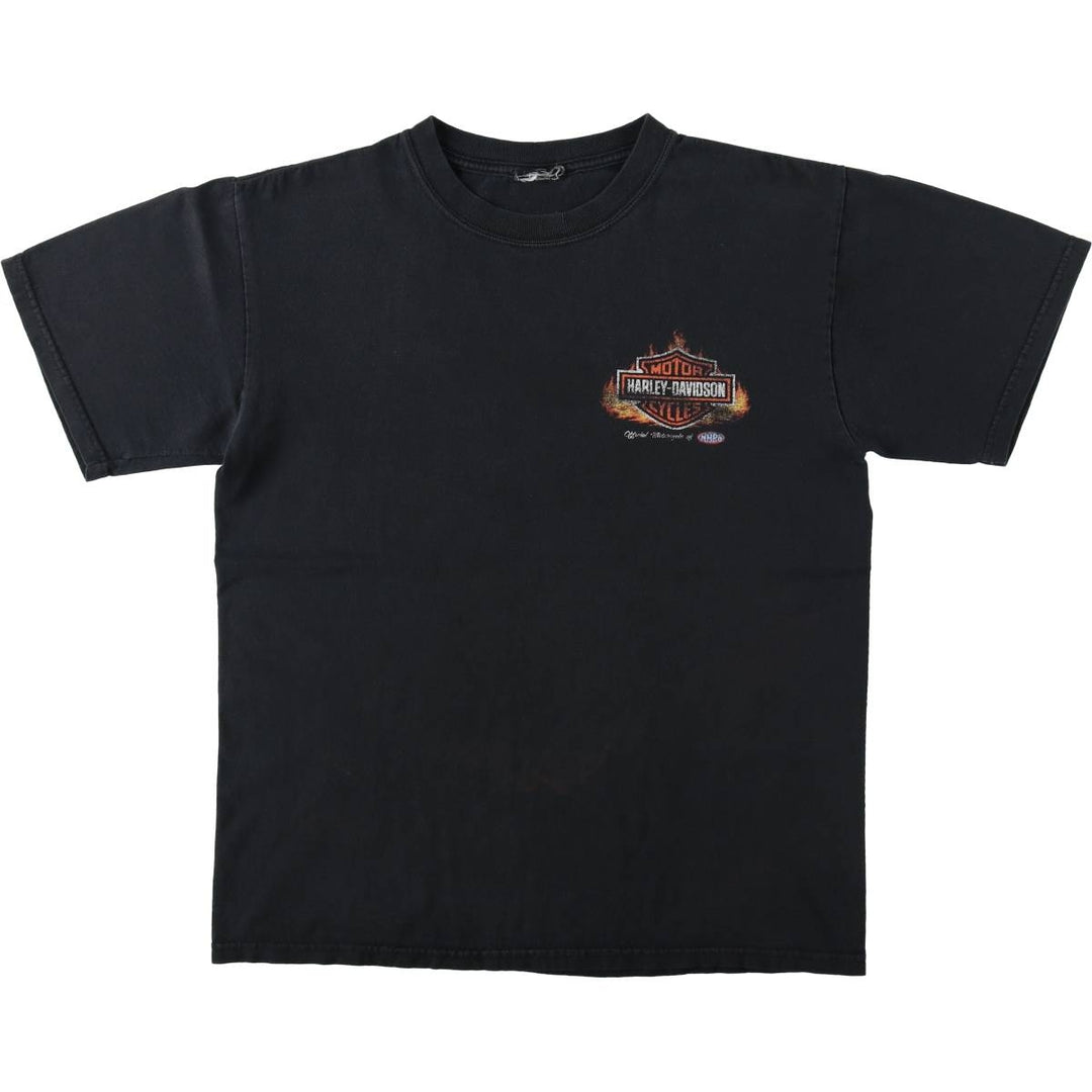 Harley-Davidson Fire Pattern Motorcycle Bike T-Shirt, Men's Medium unclear black type Vintage Second Hand