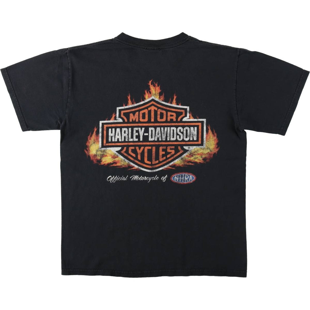 Harley-Davidson Fire Pattern Motorcycle Bike T-Shirt, Men's Medium unclear black type Vintage Second Hand