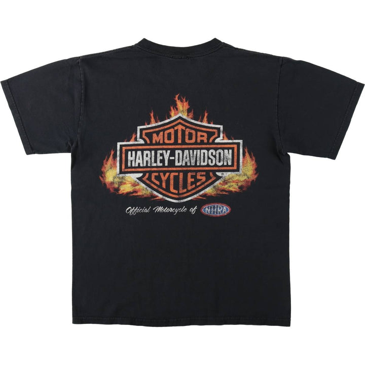 Harley-Davidson Fire Pattern Motorcycle Bike T-Shirt, Men's Medium unclear black type Vintage Second Hand