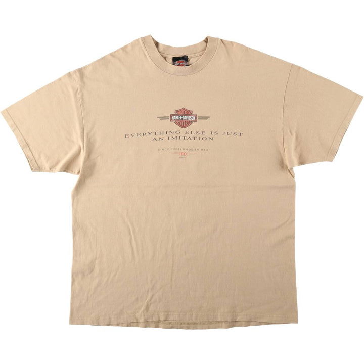 90'S Harley-Davidson Hanes BEEFY-T Motorcycle T-Shirt, Men's XXL equivalent, Vintage cotton Beige type Vintage Second Hand