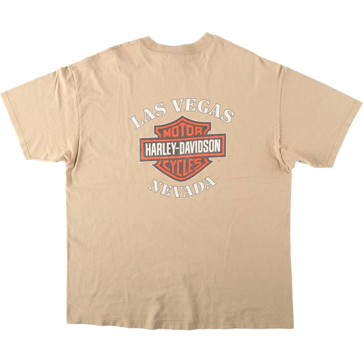 90'S Harley-Davidson Hanes BEEFY-T Motorcycle T-Shirt, Men's XXL equivalent, Vintage cotton Beige type Vintage Second Hand